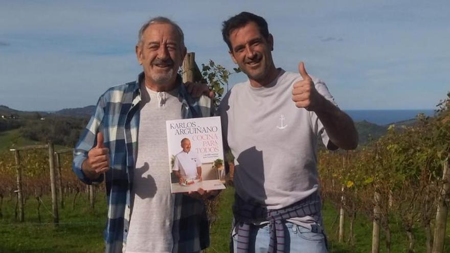 Karlos y Joseba Arguiñano en su bodega de Aia