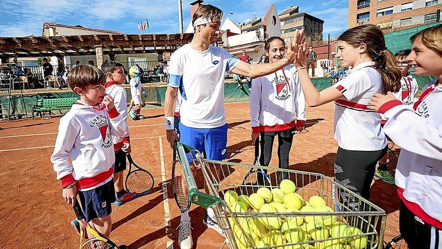 David Ferrer, en el Club Tenis Pamplona