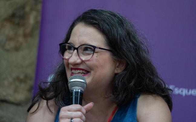 Mónica Oltra interviene durante un seminario.