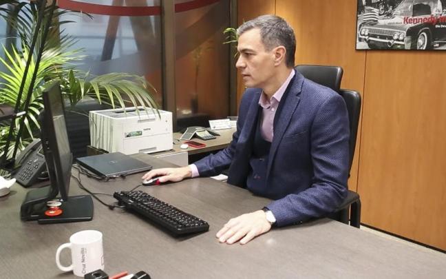 Pedro Sánchez, durante la consulta telemática a la militancia