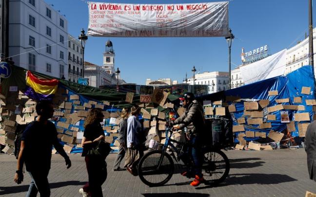 Acampada en la Puerta del Sol.