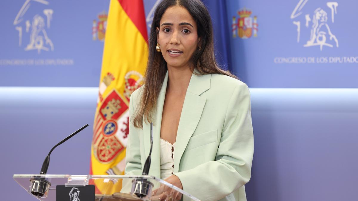 La diputada de Más Madrid integrada en el grupo de Sumar, Tesh Sidi, interviene en el Congreso.