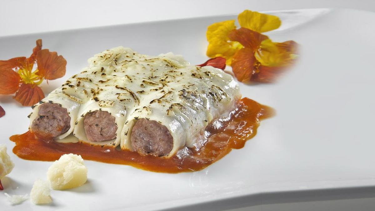 Canelones con queso Roncal.