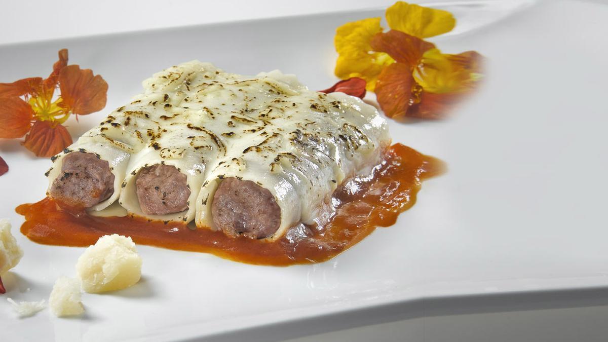 Canelones con queso Roncal.