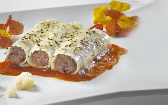 Canelones con queso Roncal.