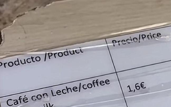 Una parte de la lista de precios del café. / X (@soycamarero) Una parte de la lista de precios del café.