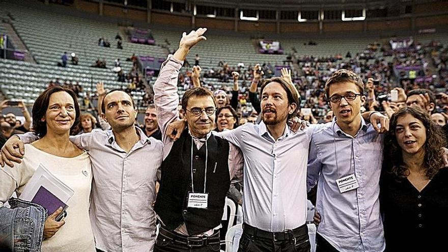 Los dirigentes de Podemos en 2014 en Vistalegre.