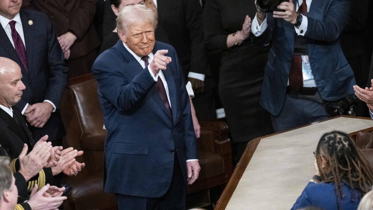 Donald Trump durante el primer discurso en el Congreso como presidente de Estados Unidos