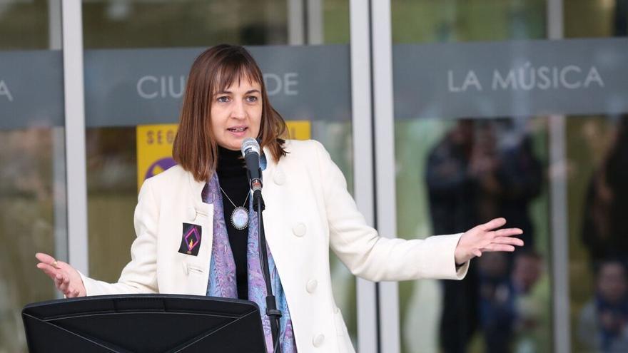 Carolina Queipo, durante la lectura del manifiesto.