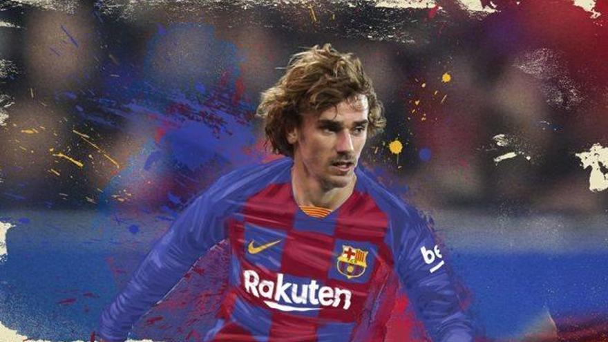 Antoine Griezmann, en su época como jugador del Barcelona con publicidad de Rakuten