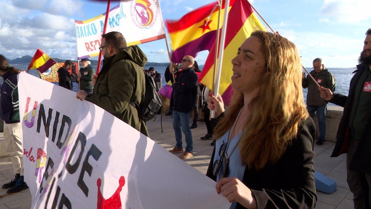 Imagen de la concentración contra la visita del rey emérito en Sanxenxo