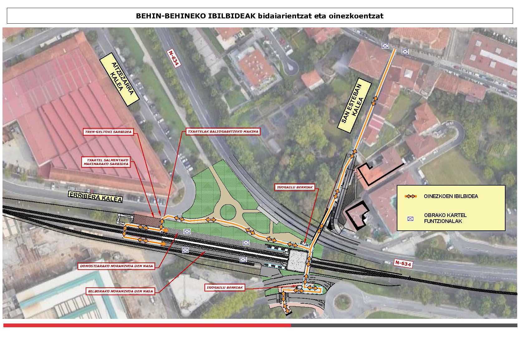 Mapa con los nuevos itinerarios peatonales