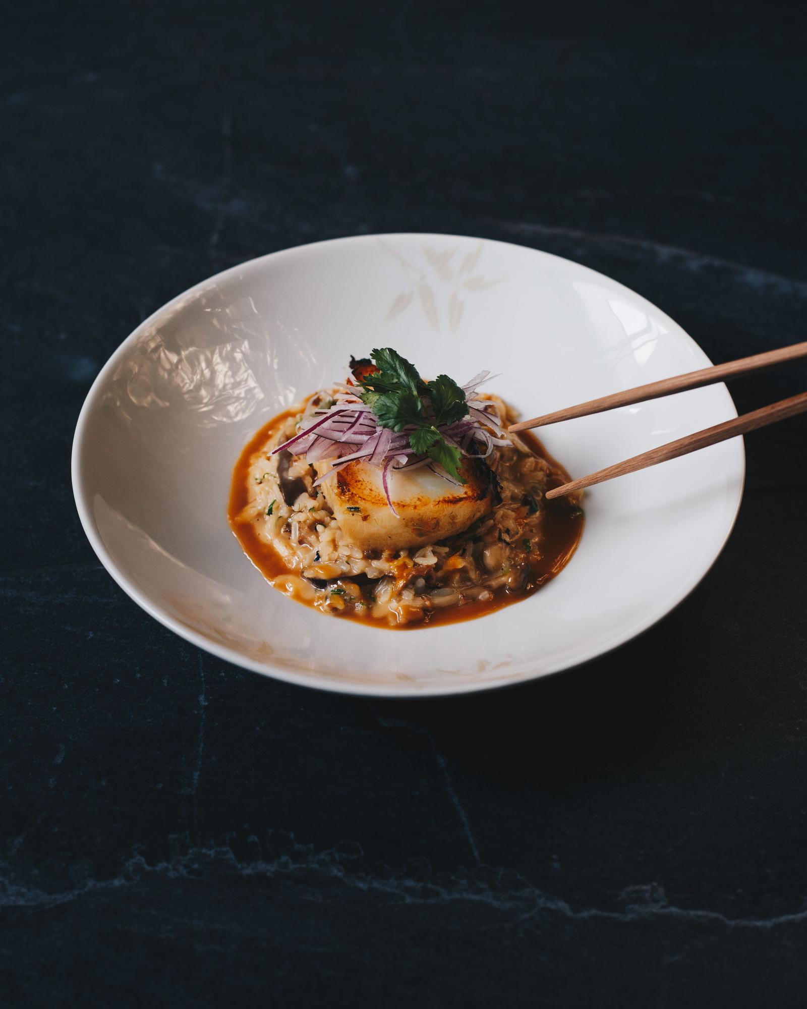 Risotto cítrico de lubina, del restaurante Nobu de Donostia.