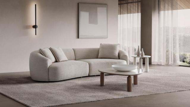 En este salón se aúnan varias tendencias: la gama cromática que marca Pantone y las formas redondeadas.