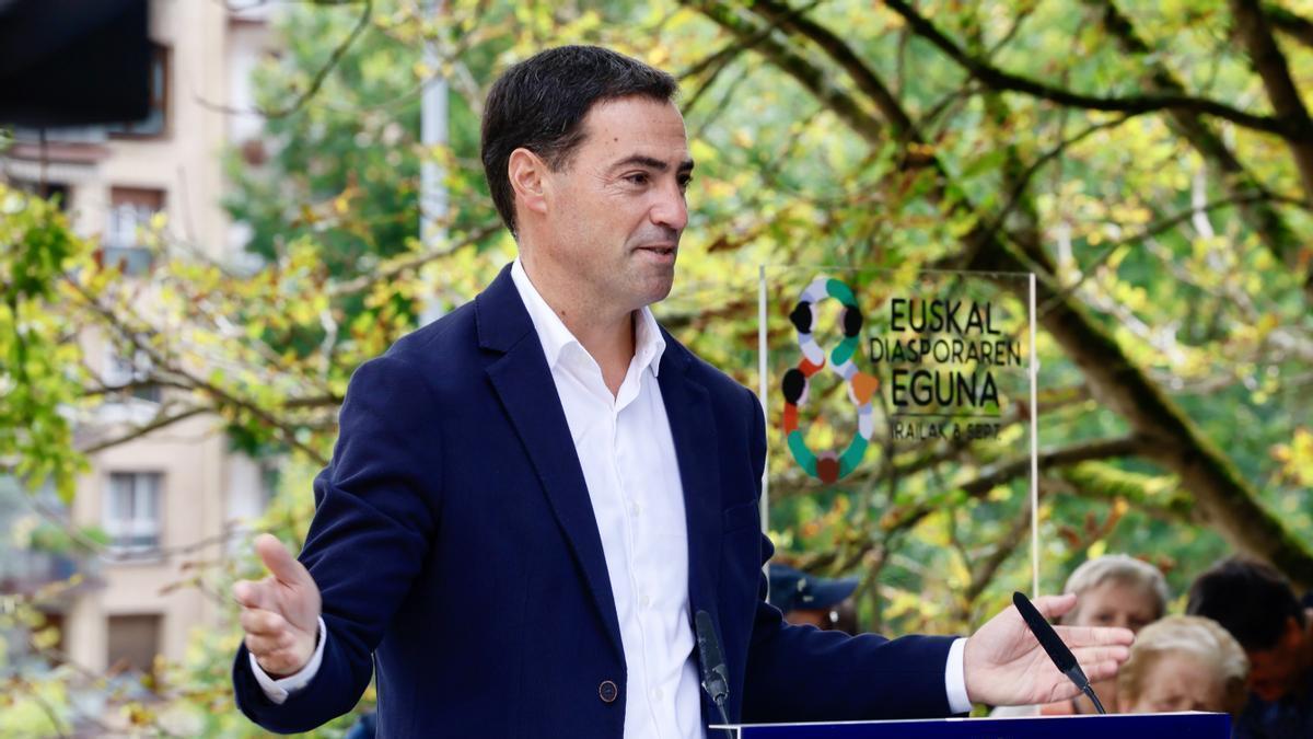 Imanol Pradales durante la 7ª edición del Día Internacional de la Diáspora Vasca celebrado en Oñati.