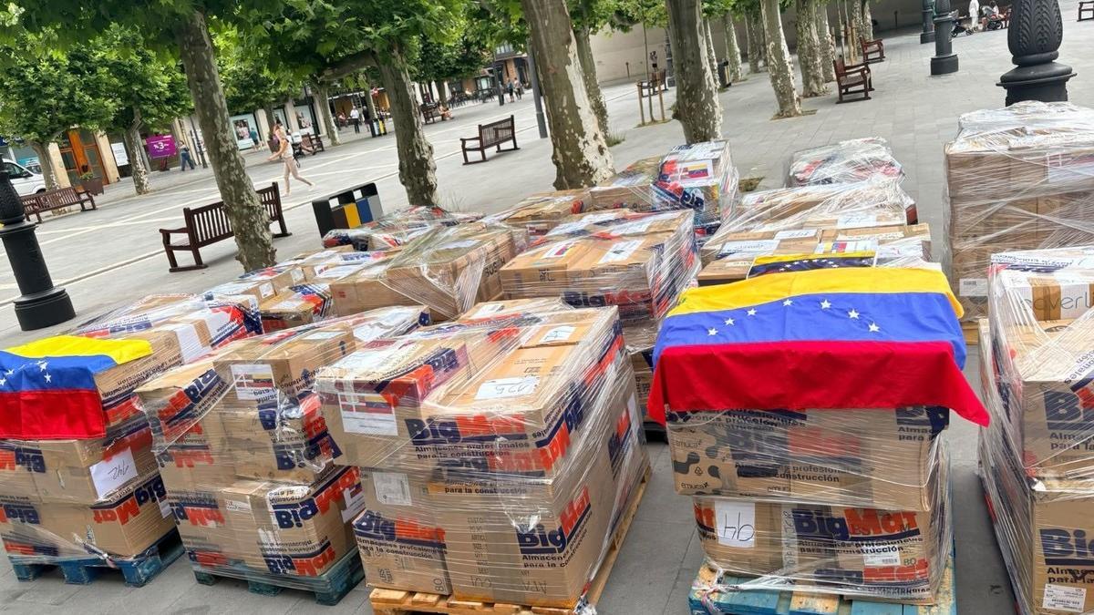 Ayuda obtenida en Lazkao para Venezuela.