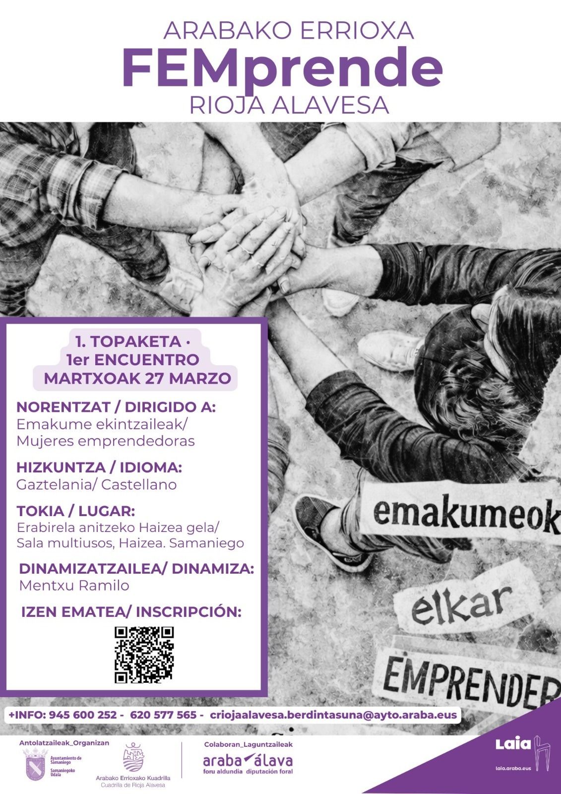 Cartel del primer encuentro Femprende Rioja Alavesa