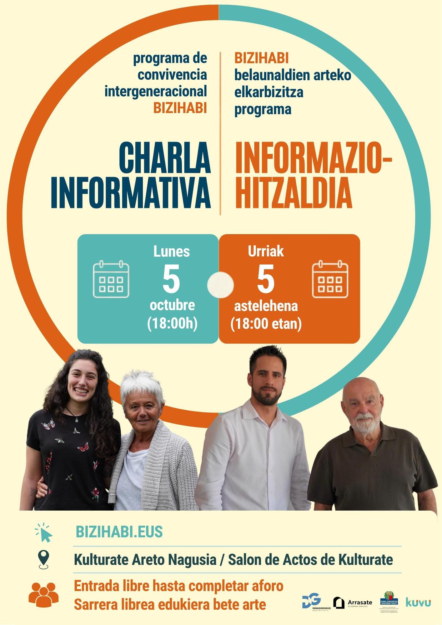 Cartel que anuncia la charla para presentar 'Bizihabi' el próximo 5 de octubre.