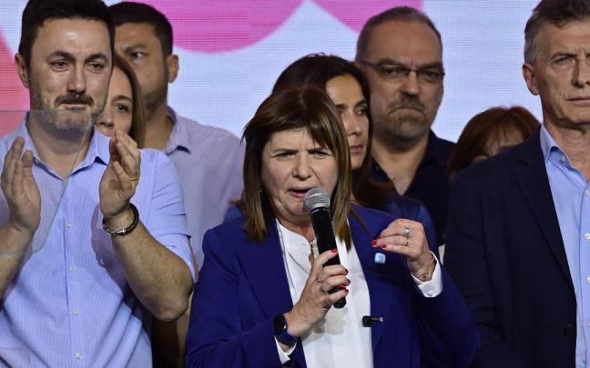 Patricia Bullrich interviene tras los resultados de la primera vuelta electoral.