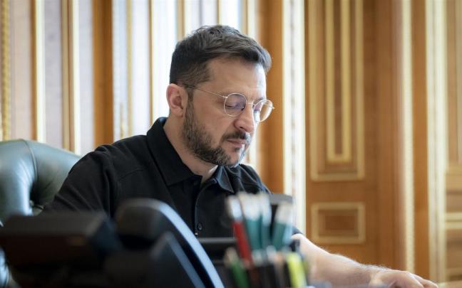 El presidente de Ucrania, Volodimir Zelenski, en su despacho en Kiev. / EP El presidente de Ucrania, Volodimir Zelenski, en su despacho en Kiev.