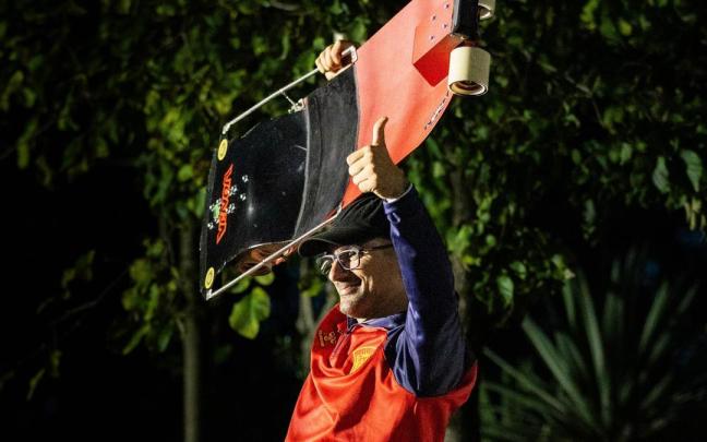 El skater español Mikel Echegaray durante los World Skate Games de Asunción (Paraguay).