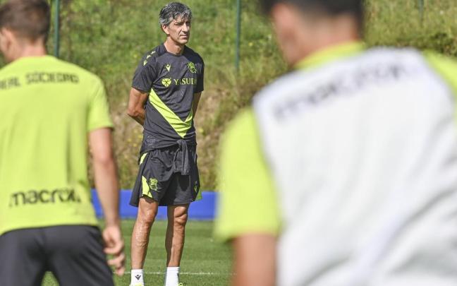 Imanol Alguacil, este viernes en Zubieta durante el entrenamiento. / PEDRO MARTÍNEZ