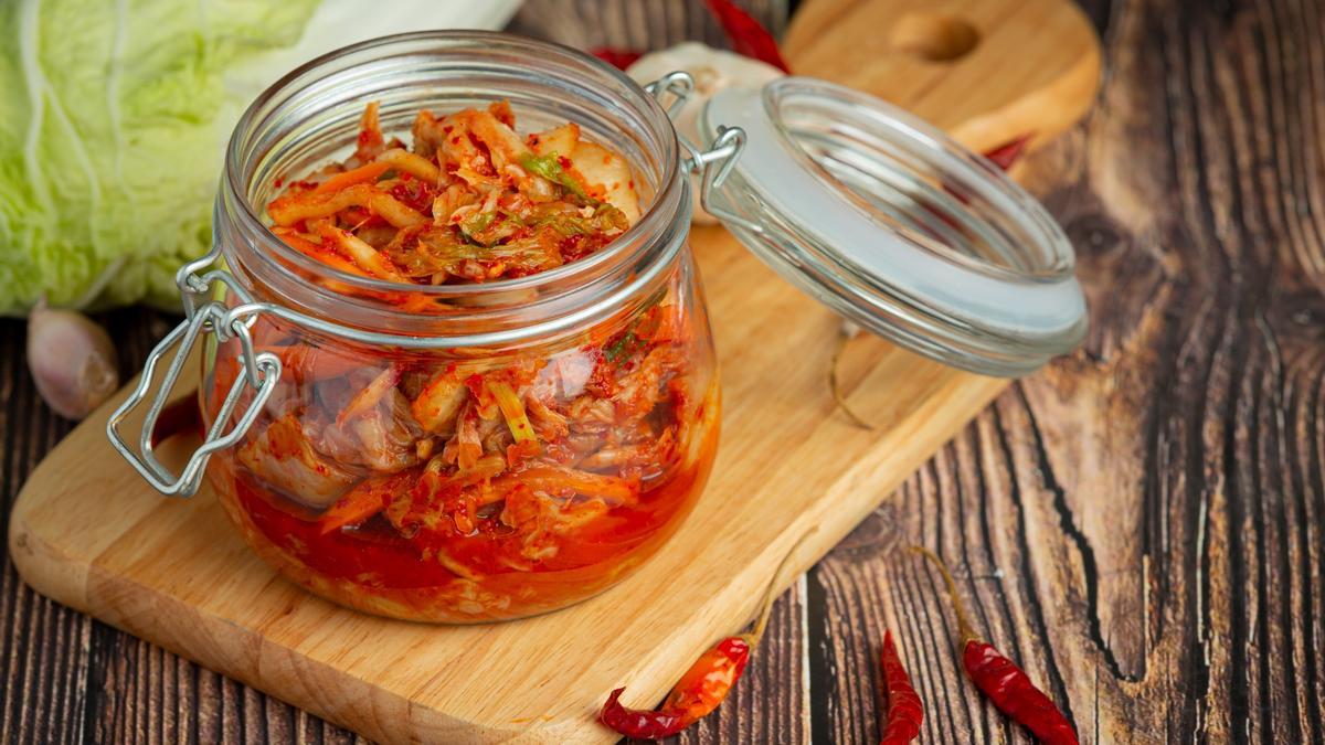 Kimchi listo para comer.