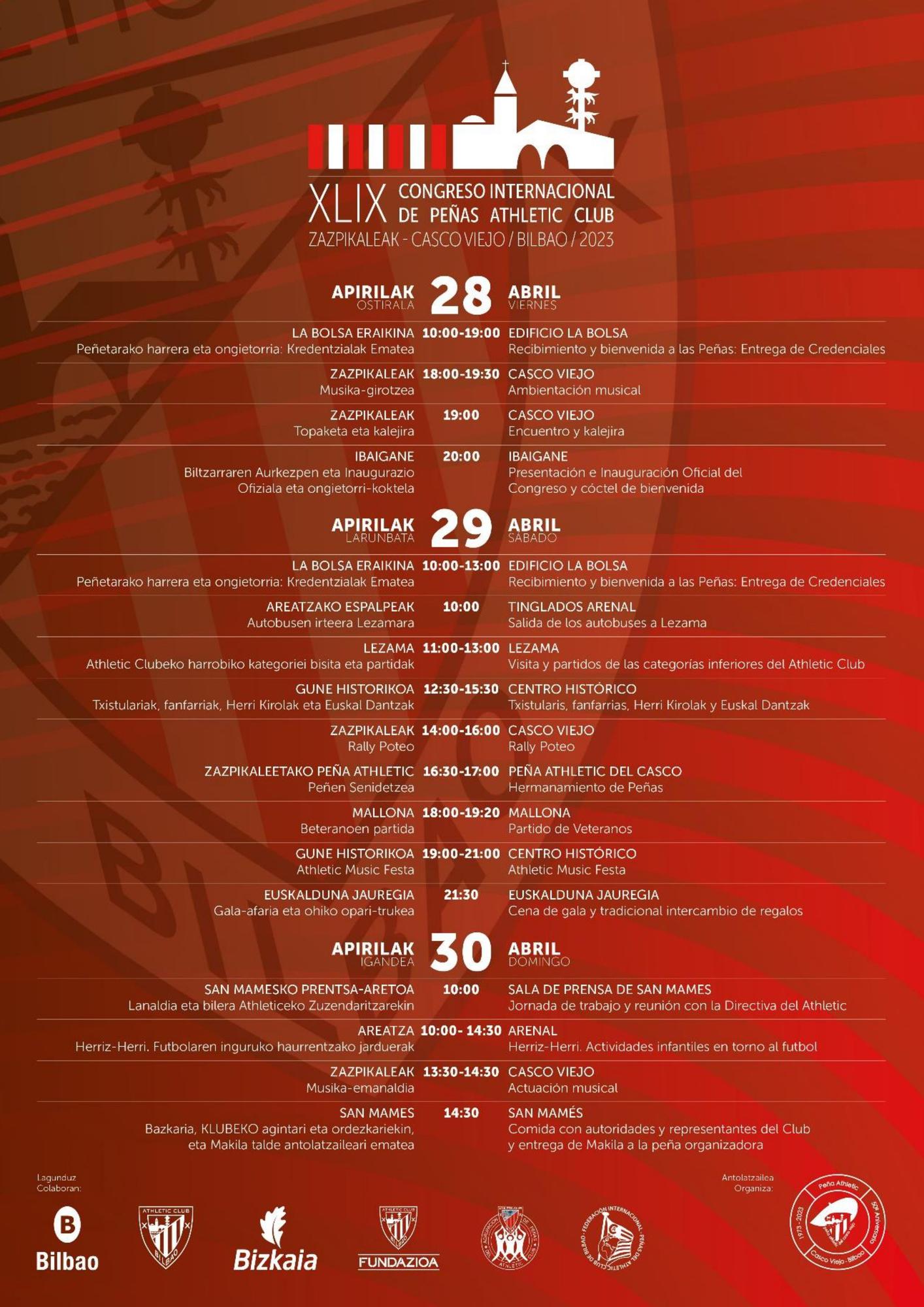 Programa del Congreso de Peñas del Athletic