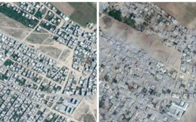 Las imágenes de la empresa tecnológica Maxar han captado el antes y el después de los bombardeos en la franja de Gaza.