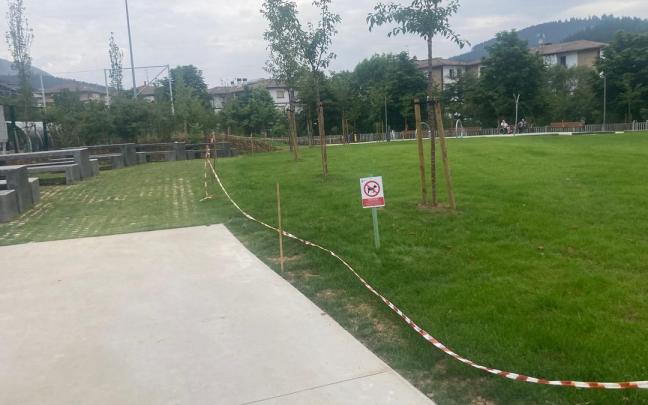 Una de las señalas que advierte de la prohibición de entrada de perros en las zonas verdes.