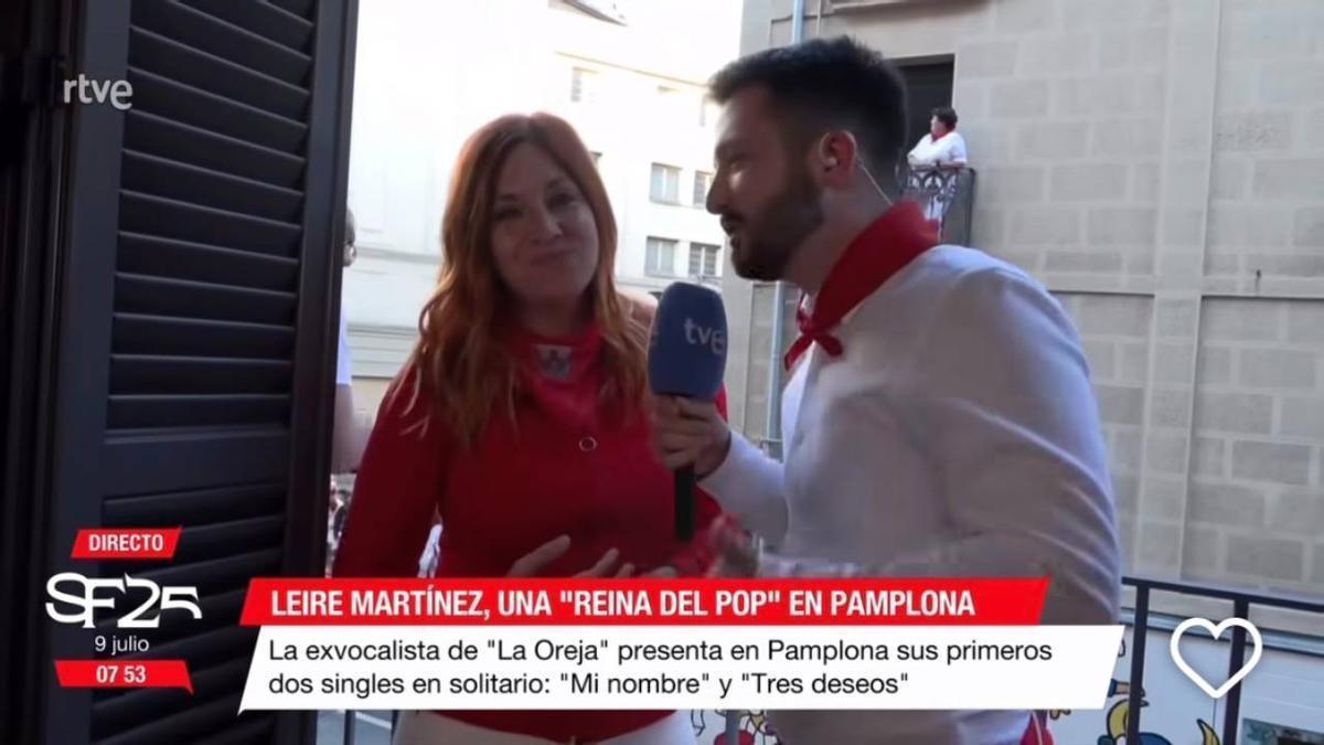 Leire Martínez entrevistada antes del tercer encierro de San Fermín