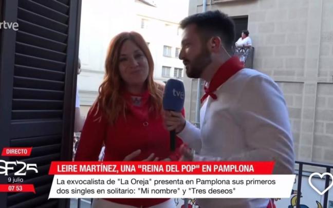 Leire Martínez entrevistada antes del tercer encierro de San Fermín