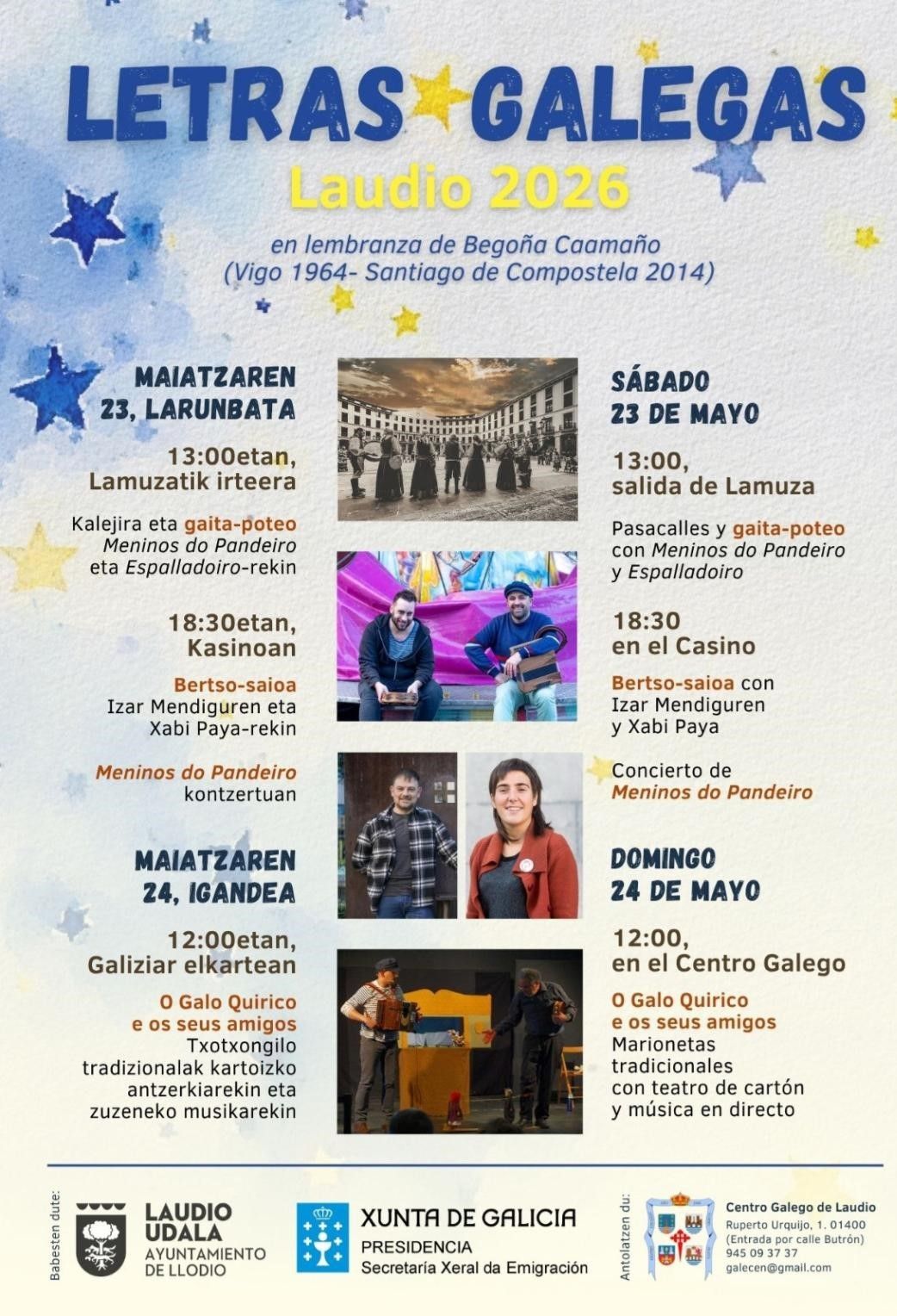 Cartel del día de las letras galegas en Laudio