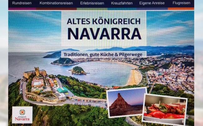 Cartel en el que se promociona Navarra con una imagen de La Concha Cartel en el que se promociona Navarra con una imagen de La Concha