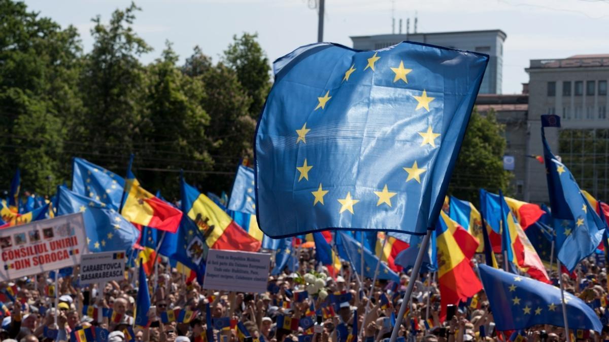 Manifestación a favor de la UE en Chisinau, Moldavia.