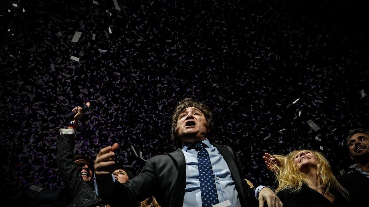 Javier Milei durante el cierre de su campaña.