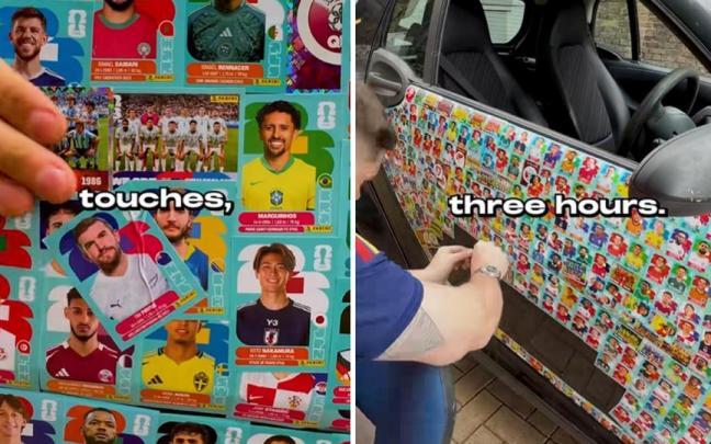 Un Youtuber ha forrado su coche con los cromos de Panini del Mundial de 2026.