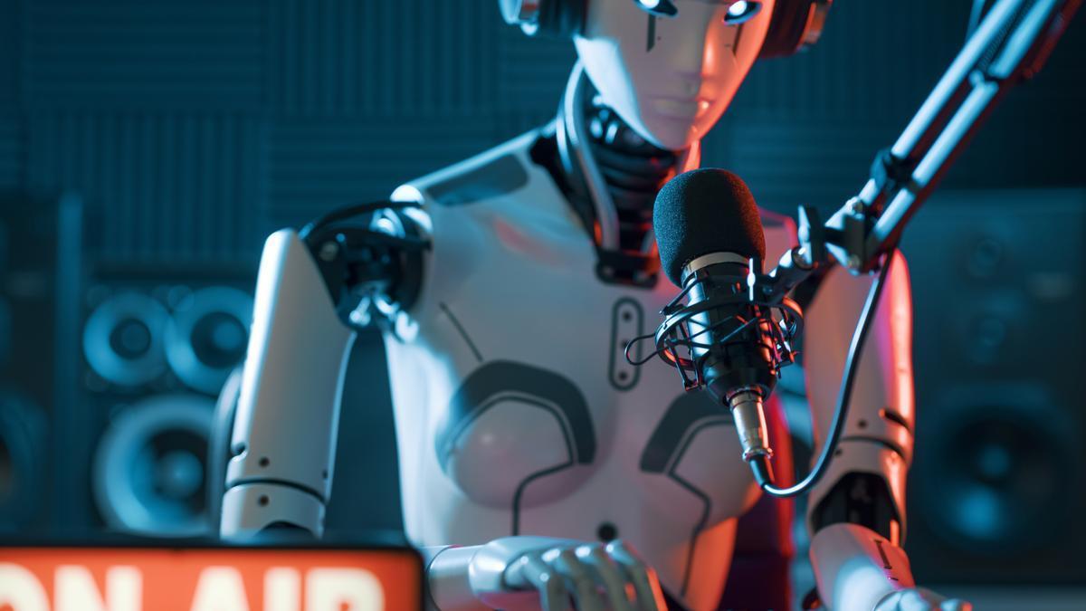 Un robot trabaja en un estudio de grabación.