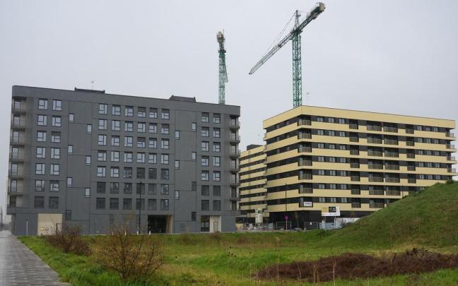 Obras de construcción de un bloque de viviendas públicas de alquiler en Gasteiz, en una imagen del pasado año.