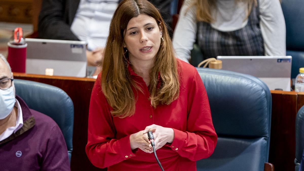 La exdiputada de Más Madrid, Loreto Arenillas, en una sesión del pleno de la Asamblea de Madrid.