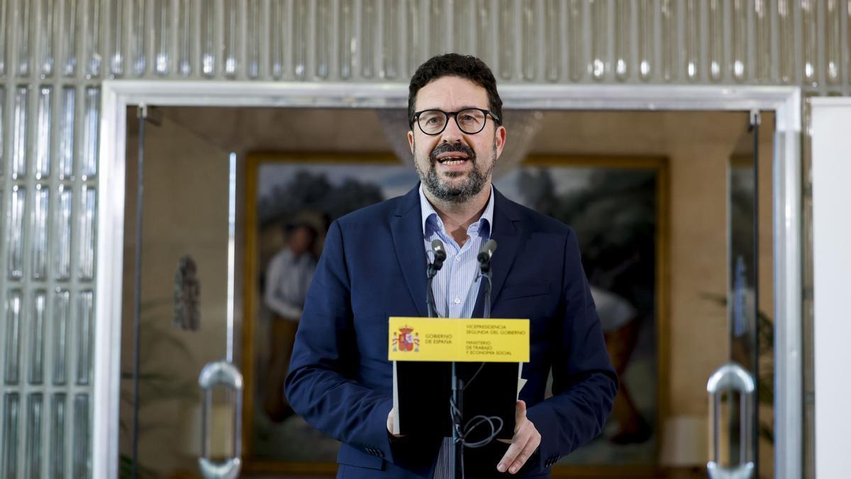 El secretario de Estado de Trabajo, Joaquín Pérez Rey, anuncia la subida del SMI para este año.