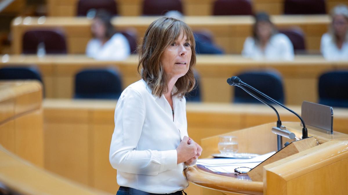 Uxue Barkos, durante una intervención en el Senado.