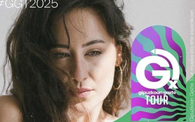 La bailarina Sara Eliro en el cartel de Gipuzkoan Gazte Tour de Beasain.