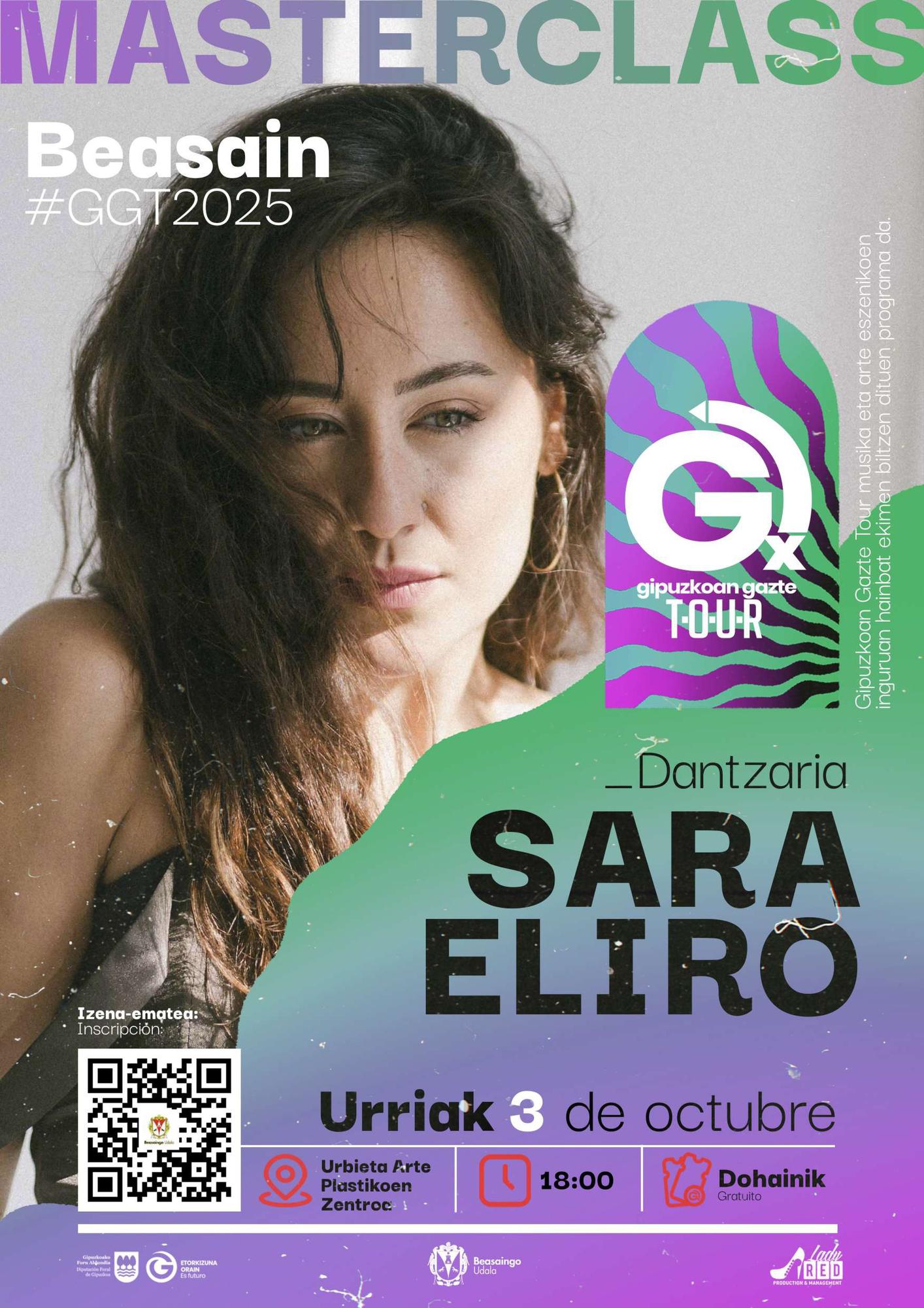 La bailarina Sara Eliro en el cartel de Gipuzkoan Gazte Tour de Beasain.