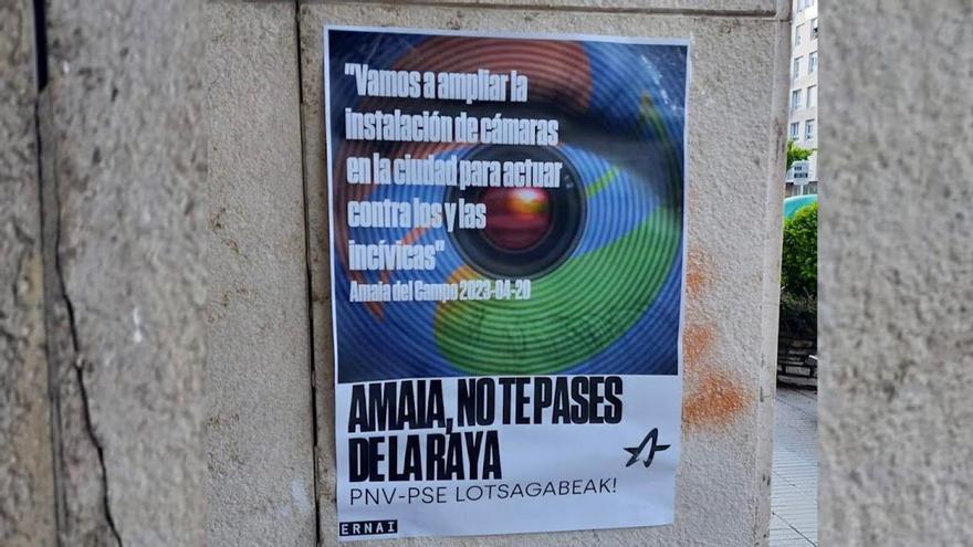 El cartel en el que Ernai se dirige a la alcaldesa de Barakaldo.