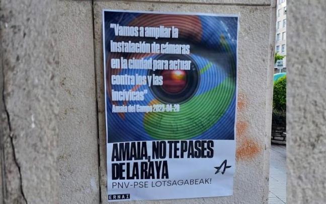 El cartel en el que Ernai se dirige a la alcaldesa de Barakaldo.