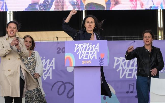 Ione Belarra, durante el mitin central de la 'Fiesta de la Primavera' de Podemos.