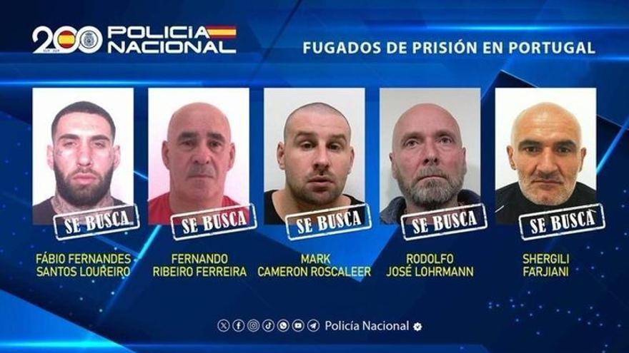 La imagen de los cinco presos fugados.