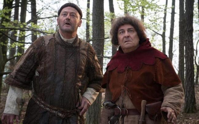 Godofredo el Audaz y su siervo Delcojón, en "Los visitantes".