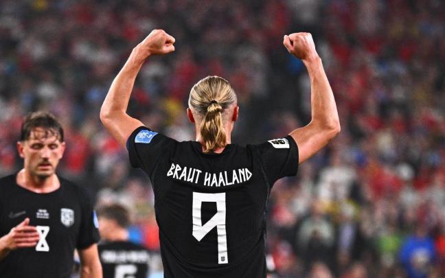 Erling Haaland durante su encuentro contra Senegal en el Mundial 2026.
